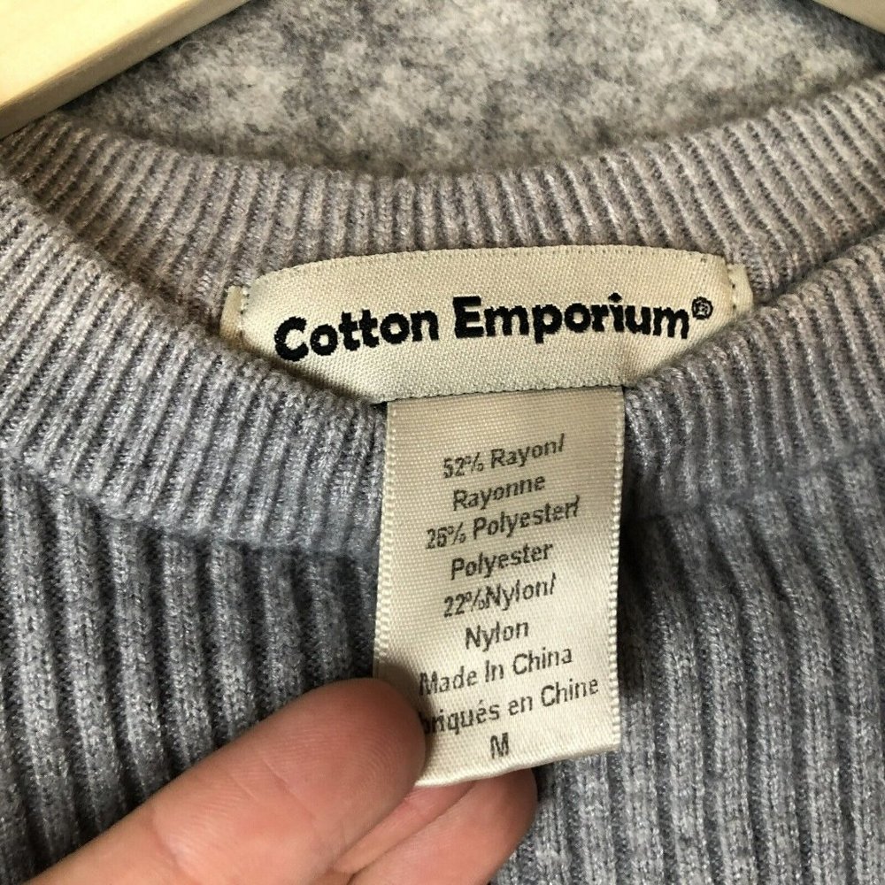Cotton Emporium Sweater M Rib Knit Slim Fit Flare Cuffs Cutout Front Peek A Boo - Picture 6 of 10